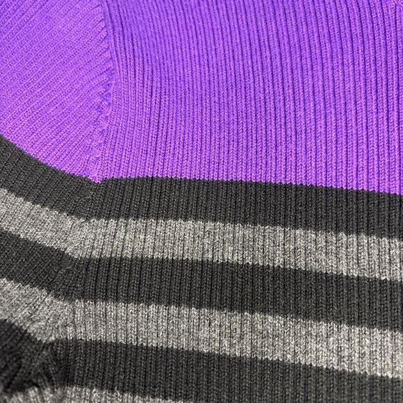LRL Ralph Lauren‎ Sweater Womens Medium Purple Striped Ribbed Button Shoulder - Picture 6 of 9